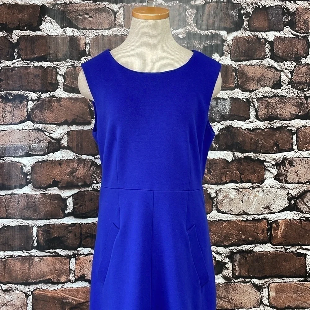 Diane Von Furstenberg Dress Women's 12 Cobalt Blue Sleeveless Sheath Knee Length